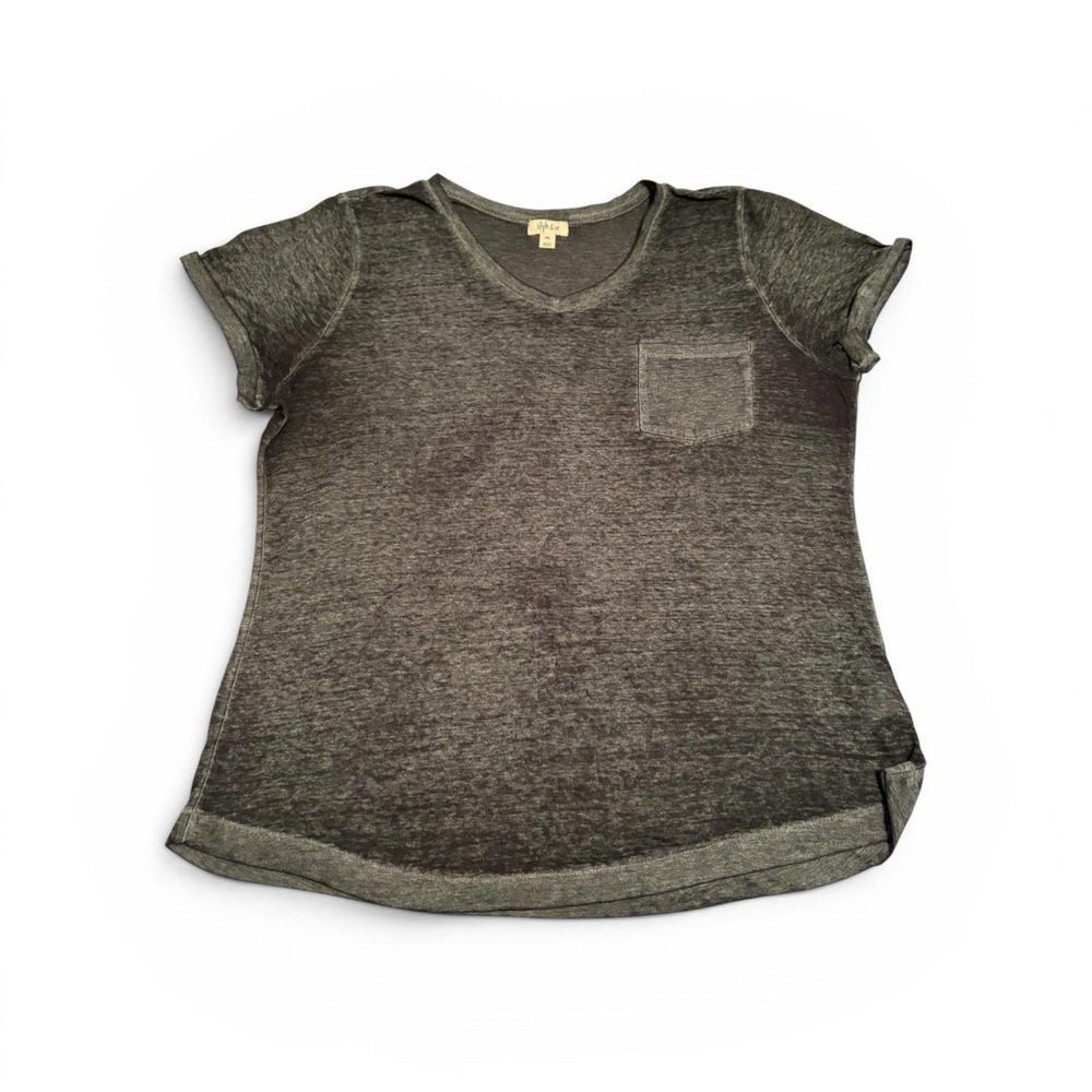 Style & Co. Heathered Charcoal Short Sleeve Pocket Tee